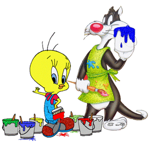 Gif Titi et gros minet peinture